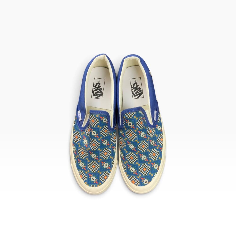 Vans Classic Slip-On 98 DX Anaheim Factory Tile Checkerboard Blue Shoes 9.5